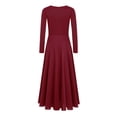 thumbnail image 4 of Zaldita Kids Girls Praise Dance Dress Long Sleeve Liturgical Lyrical Robe Worship Church Maxi Swing Skirt Dancewear Burgundy 16, 4 of 7
