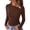 Dark Brown, variant on Long Sleeve Shirts for Women Ruched Knit Asymmetrical Tight Fitted Going Out Tops Y2k Fall Clothes