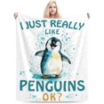 thumbnail image 4 of Penguin Throw Blanket Cute Penguin Plush Fleece Soft Cozy Cartoon Penguin Gifts Blanket for Kids Girls Boys Adults Couch Bed Chair Office Dorm Decor 60''''X80'''', 4 of 4