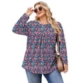 thumbnail image 3 of Fantaslook Plus Size Womens Blouses Long Sleeve Floral Tunic Tops Henley Neck Flowy Fall Shirts, 3 of 8