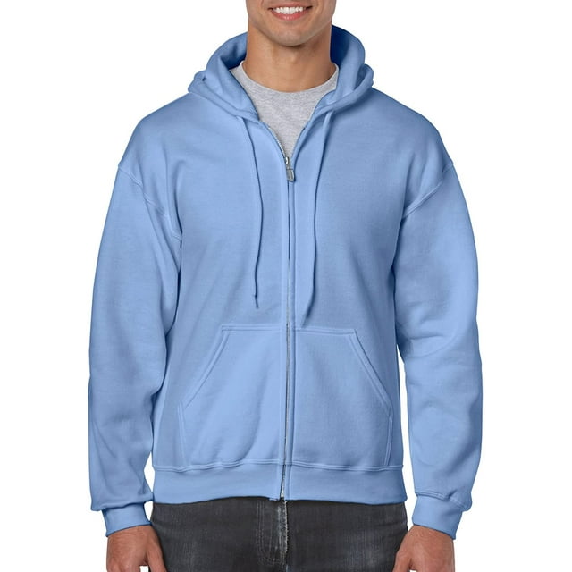 Gildan Men's Fleece Zip Hooded Sweatshirt Carolina Blue Small