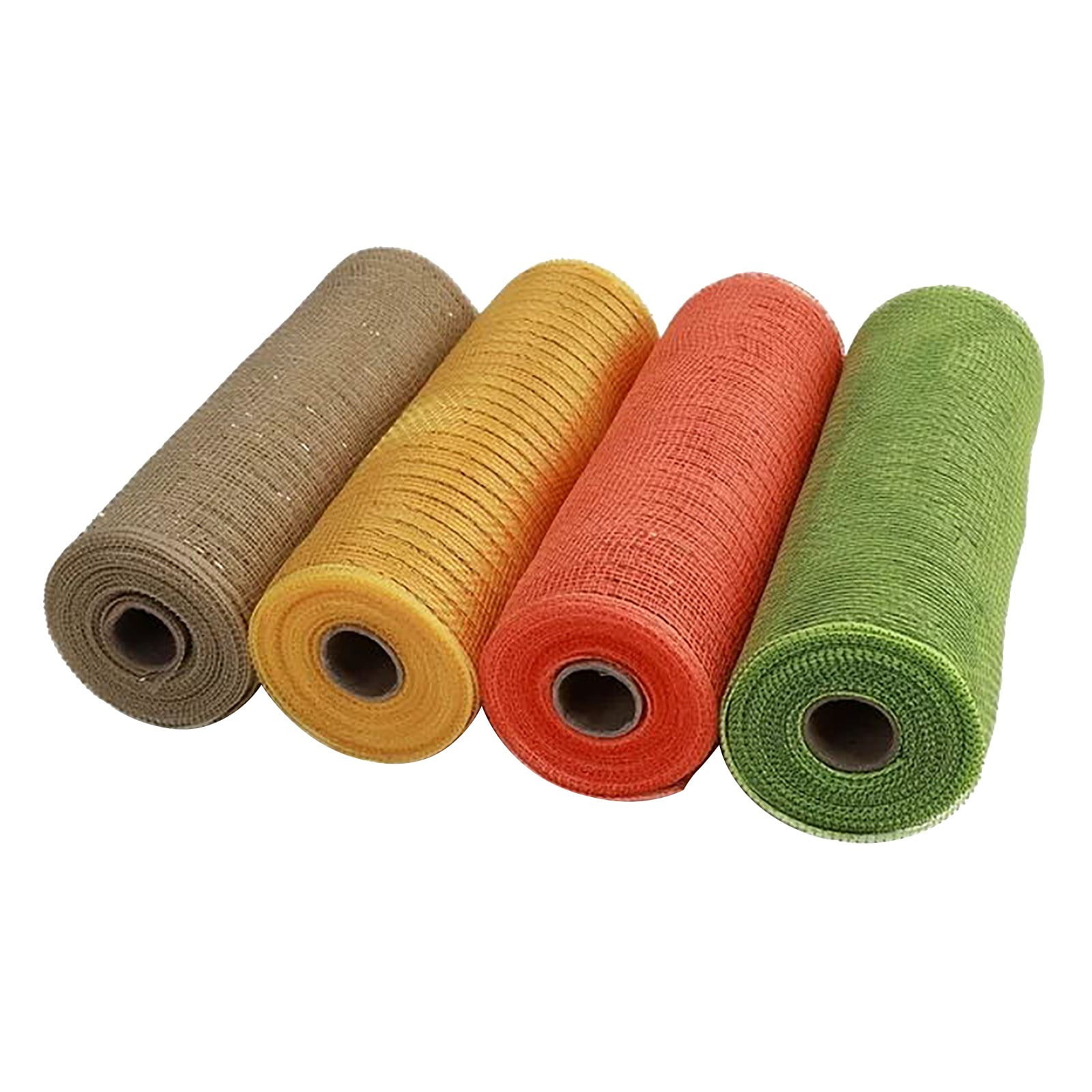 WDOEID Christmas Decorations 4 Deco Mesh Ribbon 10 Inch X 30 Feet Each Roll Poly Mesh Metallic Foil Ribbon Thanksgiving Or Fall Ribbon For Wreath Decoration DIY Crafts Making Supplies