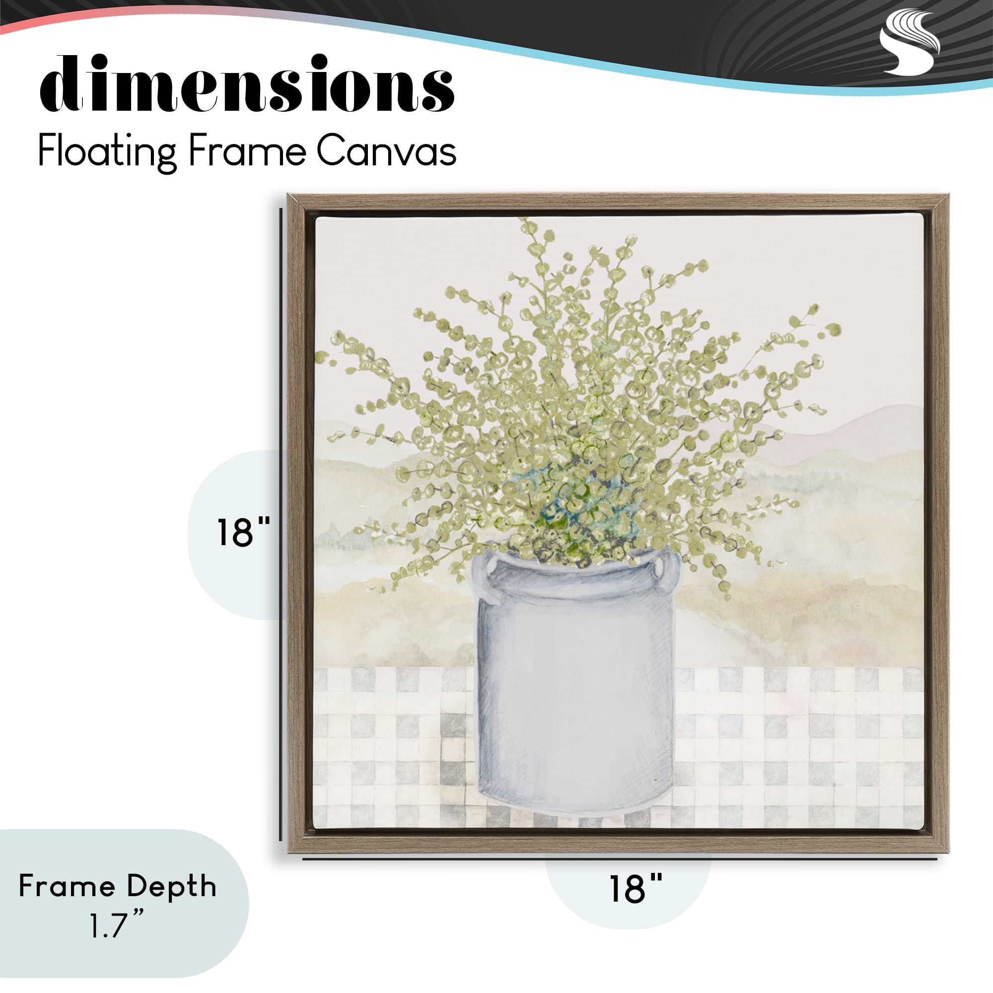 Stupell Industries Potted Farm Herbs Brown Framed Floater Canvas Wall Art, design by Janice Gaynor