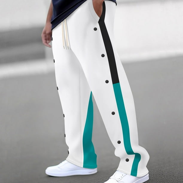 Pantalones largos para hombre, lisos, a la moda, informales, con bolsillos abotonados, cintura elástica, pantalones largos de chándal, pantalones de poliéster para hombre.
