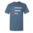 thumbnail image 1 of Democrat Pizza Sarcastic Humor Graphic Novelty Super Soft Ring Spun Funny T Shirt, 1 of 3