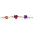 thumbnail image 2 of Gem Stone King Keren Hanan 2.61 Ct Ecstasy Mystic Topaz Red Created Ruby 925 Silver and 10K Yellow Gold Lab Grown Diamond Bracelet for Women, 2 of 5