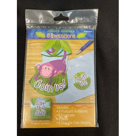 Jungle Animals Invitation Set w/ Envelopes (8ct)