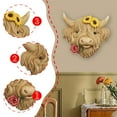 thumbnail image 6 of EHJRE Highland Cow Decor Collectible Highland Cow Head Statue for Farm Garden Home Yellow, 6 of 9