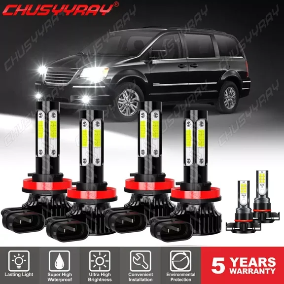 Compatible with Dodge Grand Caravan 2011-2019 6Pcs Combo LED Headlight Fog Light Bulbs Kit