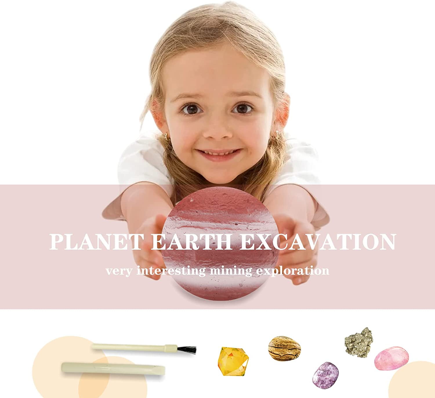 Kids Unique Plante Toys DIY Dig Set 5 Real Gemstone Dig Uranus