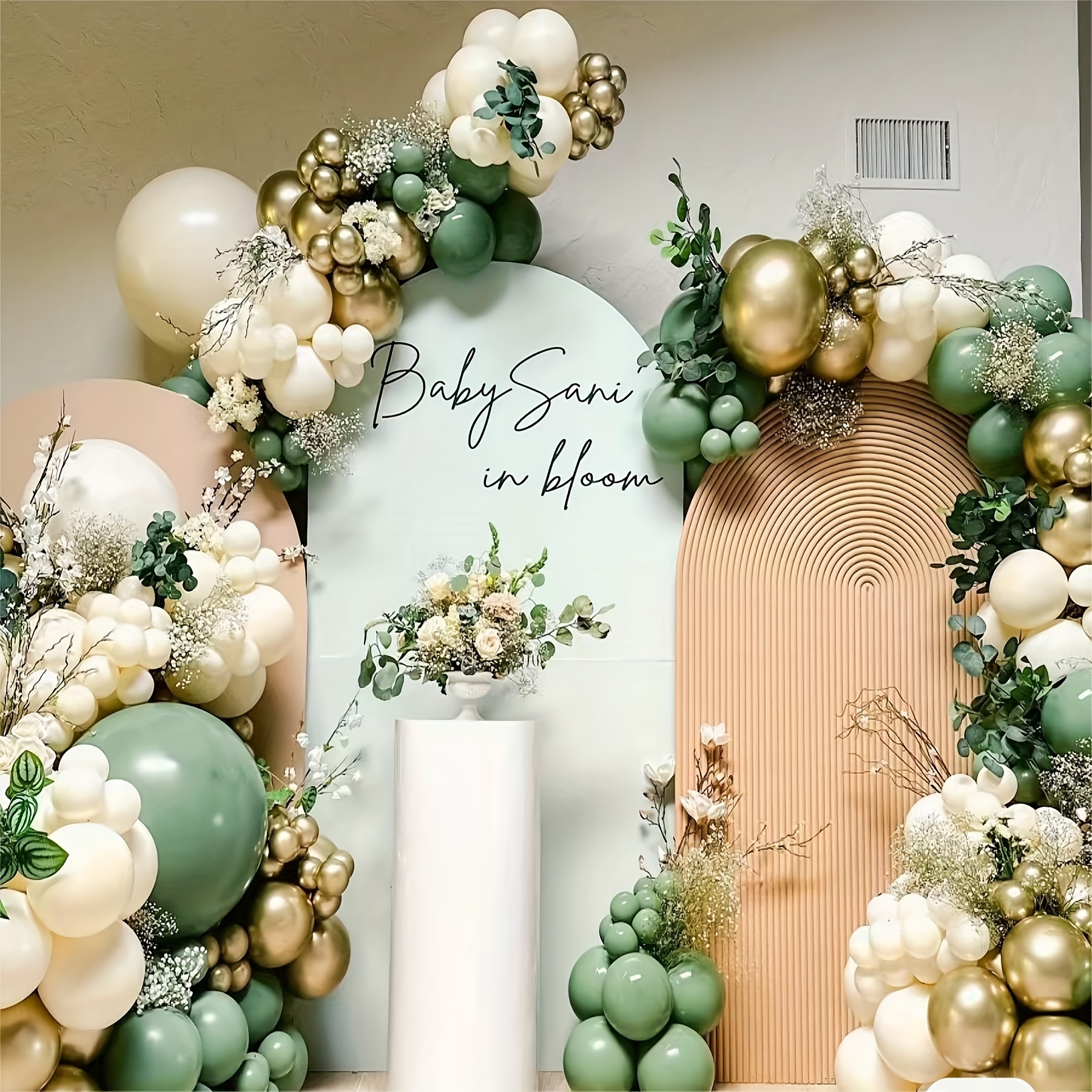 Green White Gold Balloon Garland Arch Kit - 106 Pcs Wedding Birthday Anniversary Party Decor for Indoor Outdoor Events, No Electricity Needed