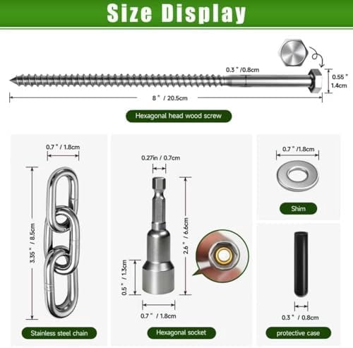 15 Pack Screw in Tent Stakes Heavy Duty,8 ’’ Ground Anchors Screw in,Metal Stakes with Hex Head Driver and Sturdy Storage Bag. (15)