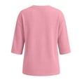 thumbnail image 3 of KyCheLot Women's Crew Neck Sweatshirt Solid Color 3/4 Length Sleeve Clothes Lightweight Vacation Sweatshirts, 3 of 6