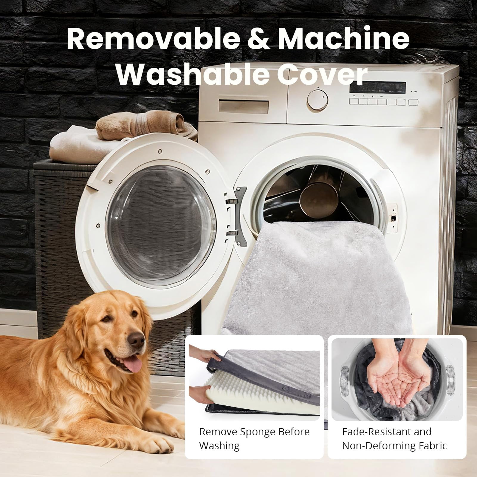 Waterproof Dog Bed For Extra Large Dogs  Machine-washable Removable Cover In Easy-clean Fabric High Density Foam & Easy-carry Handle Suitable Crate 41 Inch (gray)