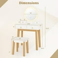 thumbnail image 3 of Gymax Coiffeuse avec Miroir à DEL Éclairé Table de Maquillage avec Tabouret Doux Rembourré, 3 of 9