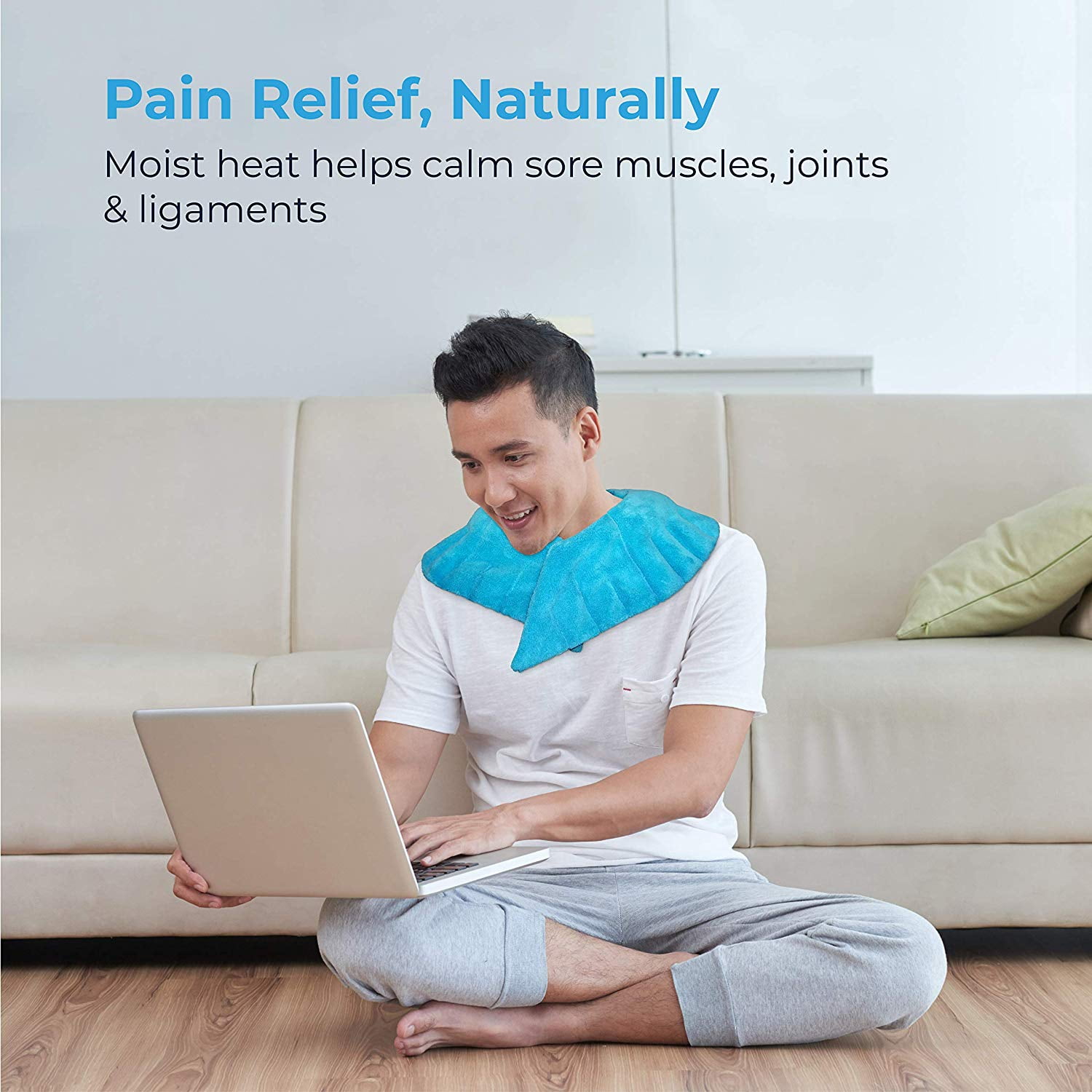 NatraCure Microwaveable Moist Heat Wrap with Silica Beads (Hot Therapy Pack and Heating Pain Relief Pad for Neck, Shoulders, Body)