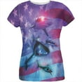 thumbnail image 1 of July 4th Patriotic American Galaxy Laser Sharks All Over Womens T Shirt Multi MD, 1 of 2