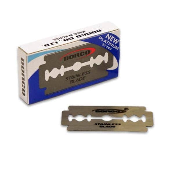 Dorco St300 Platinum Extra Double Edge Razor Blades, Silver,Pack of 10