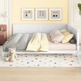 thumbnail image 3 of Bellemave Wood Full Size Daybed Frame, Low Full Bed with Headboard and Sideboard, Minimalist Floor Sofa Bed Frame for Room Bedroom Living Room (White), 3 of 7