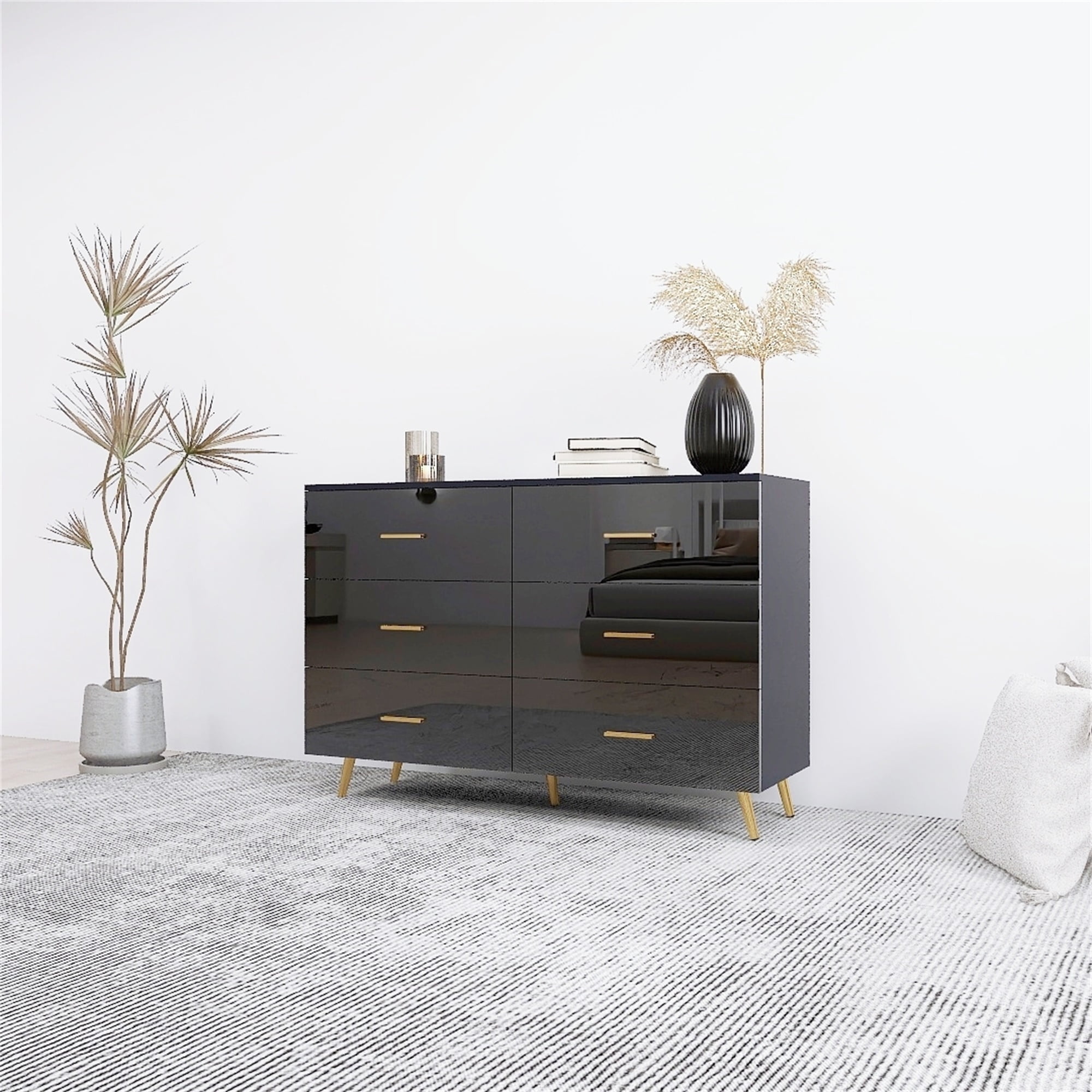 charlize theron gold dress Black & Gold Laminate Dresser & Mirror – Rehaus main image 1