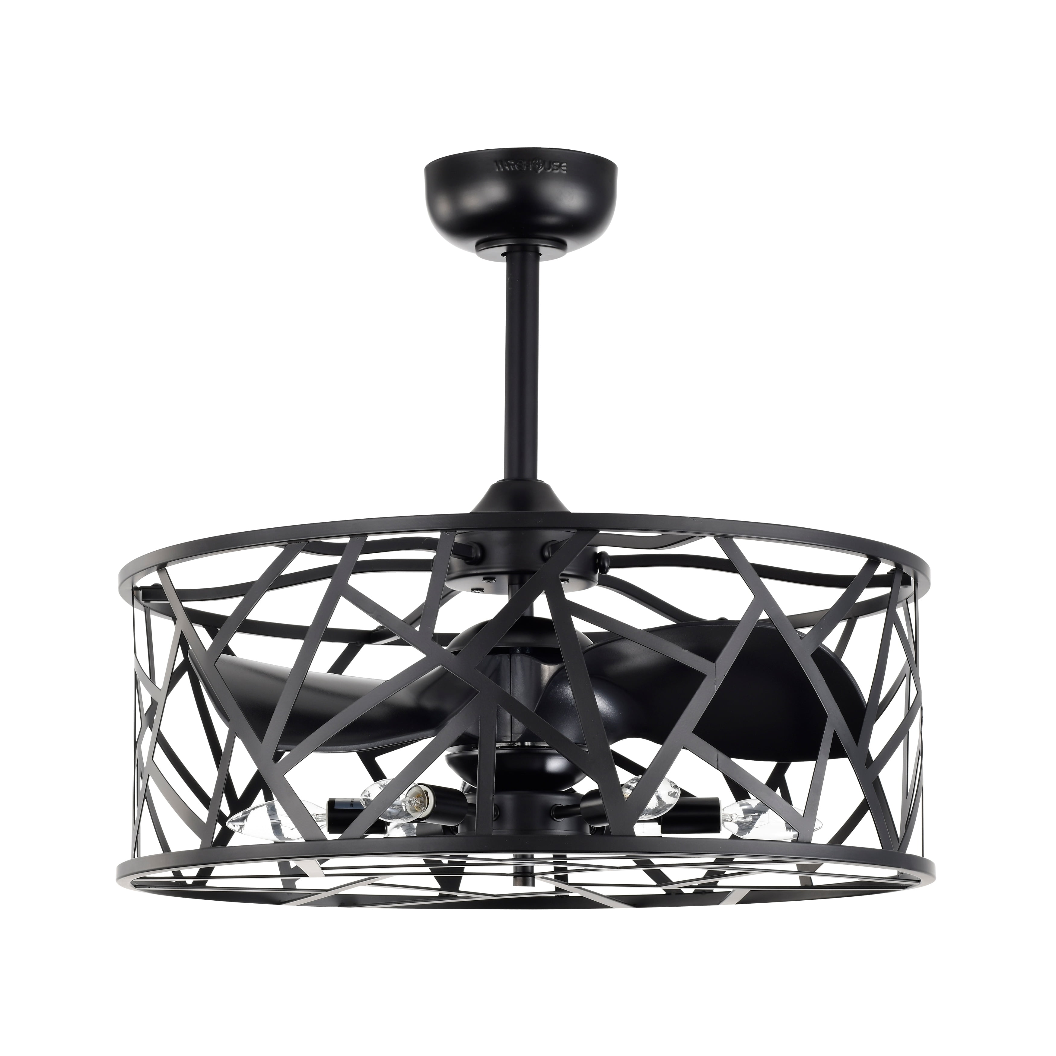 Leyton 24.4 in. Indoor Black Finish Ceiling Fan with Light Kit and Remote
