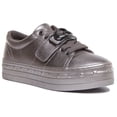 thumbnail image 1 of Guess Balit Women's Lace Up Synthetic Platform Trainers In Grey Size 6.5, 1 of 6