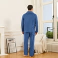 thumbnail image 2 of EK4YDNDS Mens Pajama Set, Comfy Flannel PJS Set for Men Lounge Warm Sleepwear（BLUE GREY, L）, 2 of 5