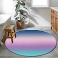 thumbnail image 4 of Round Area Rug 4ft,Teal Gradient Blue to Purple Ombre Washable Carpet Non-Slip Runner Accent Rugs Indoor Floor Mat for Bedroom Living Room Decor,Watercolor Simple Style, 4 of 9