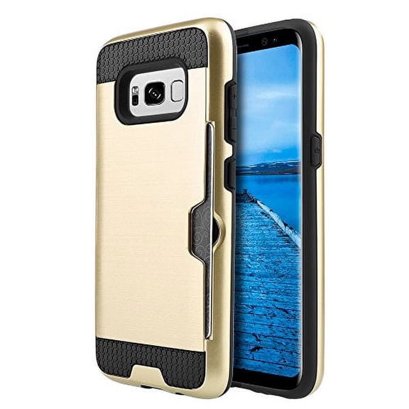 GSA Slim Armor Hybrid Case w/Card Slot For Samsung Galaxy S8 Plus - Gold/Black