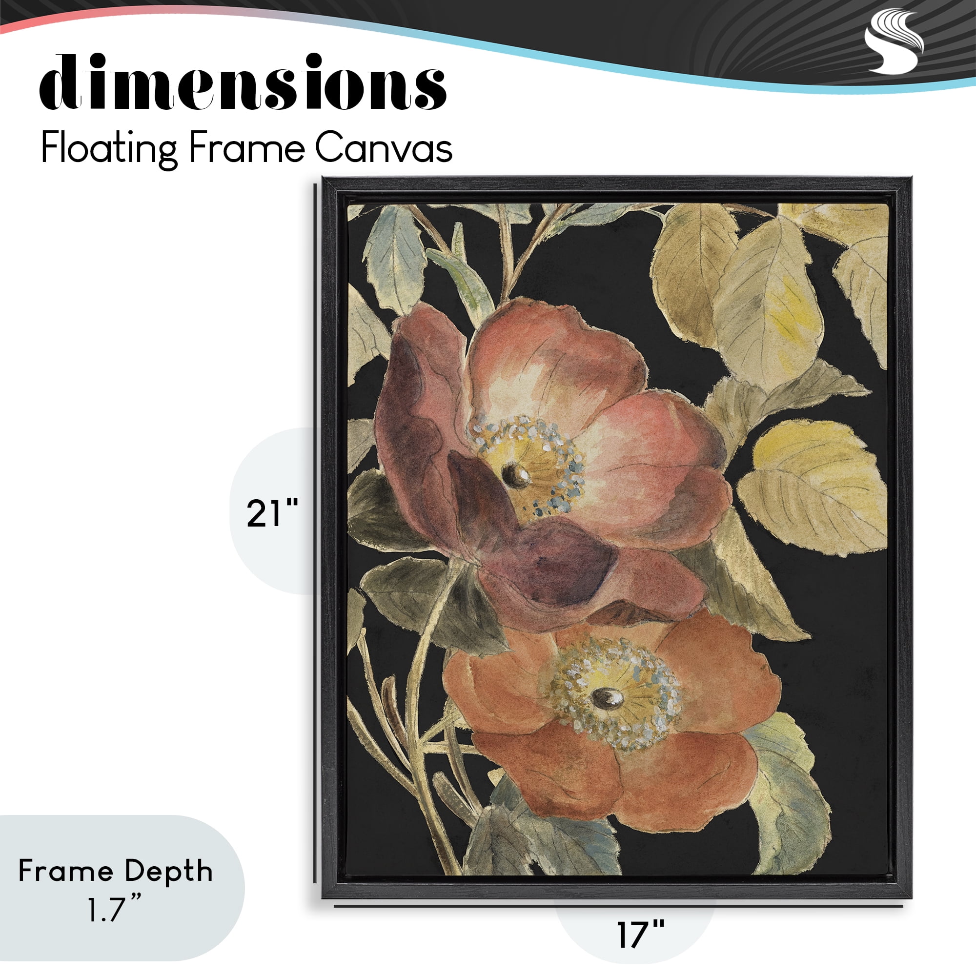 Stupell Industries Red Flower over Black Black Framed Floater Canvas Wall Art, design by Lanie Loreth