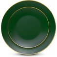thumbnail image 2 of Munfix 100 Green Gold Plastic Plates Set, 50 Pcs 10 Inch Dinner and 50 Pcs 7 Inch Plastic Dessert Plates, Elegant Fancy Heavy Duty Disposable Plates for Party, Wedding, Green with Gold Rim, 2 of 13