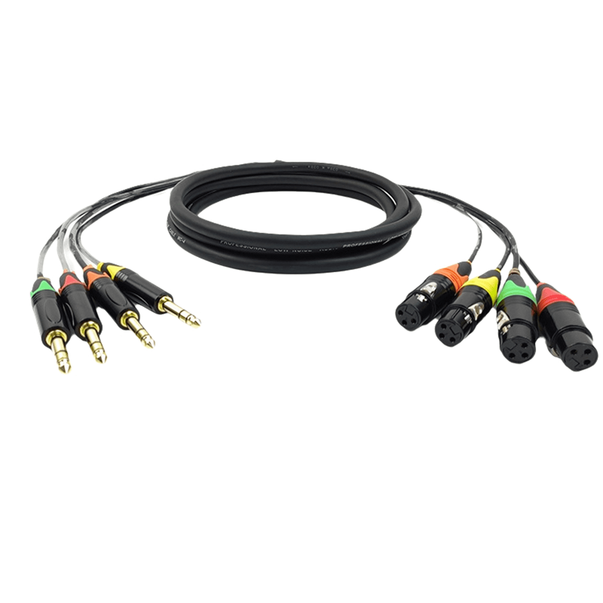 4 Channel 1/4 Inch TRS to XLR Cables 6.35mm Jack Stereo Audio Balanced Line to XLR Microphone Cables 90cm,1 * Cable,Black