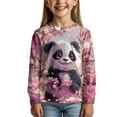 thumbnail image 2 of Garronmavis Panda Girls Long Sleeve T-Shirts 11-12 Fashion Cherry Blossom Kids Fall Tops Crewneck Basic Tees Versatile Long Sleeve Crewneck T-Shirts Tee Top Stylish Kids Fall Tops, 2 of 7