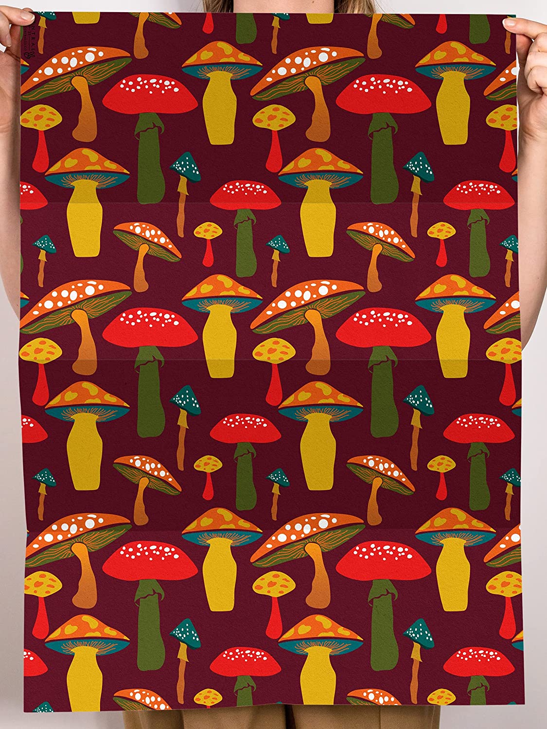 CENTRAL 23 - Red Wrapping Paper - Mushroom Wrapping Paper - Red Yellow -  Vibrant - 6 Sheets Gift Wrap - For Birthday Christmas Holiday - Comes With  Stickers 