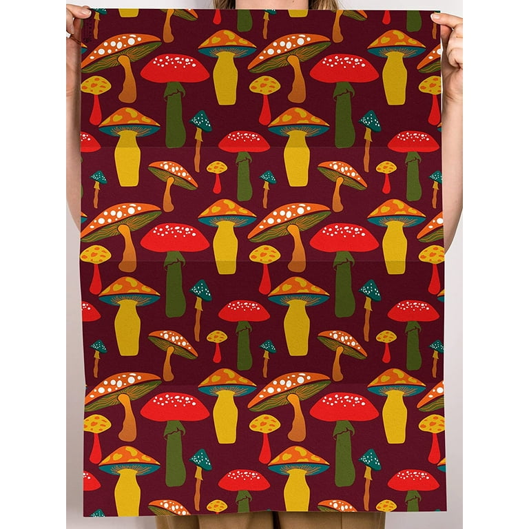 CENTRAL 23 - Red Wrapping Paper - Mushroom Wrapping Paper - Red Yellow -  Vibrant - 6 Sheets Gift Wrap - For Birthday Christmas Holiday - Comes With  Stickers 