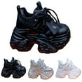 thumbnail image 4 of XIMIN Womens Fashion Lace-Up Leather Platform Sneakers Round Toe Non-Slip Chunky Casual Sport Shoes for Walking Workout Driving Sneakers Footwear, 4 of 4