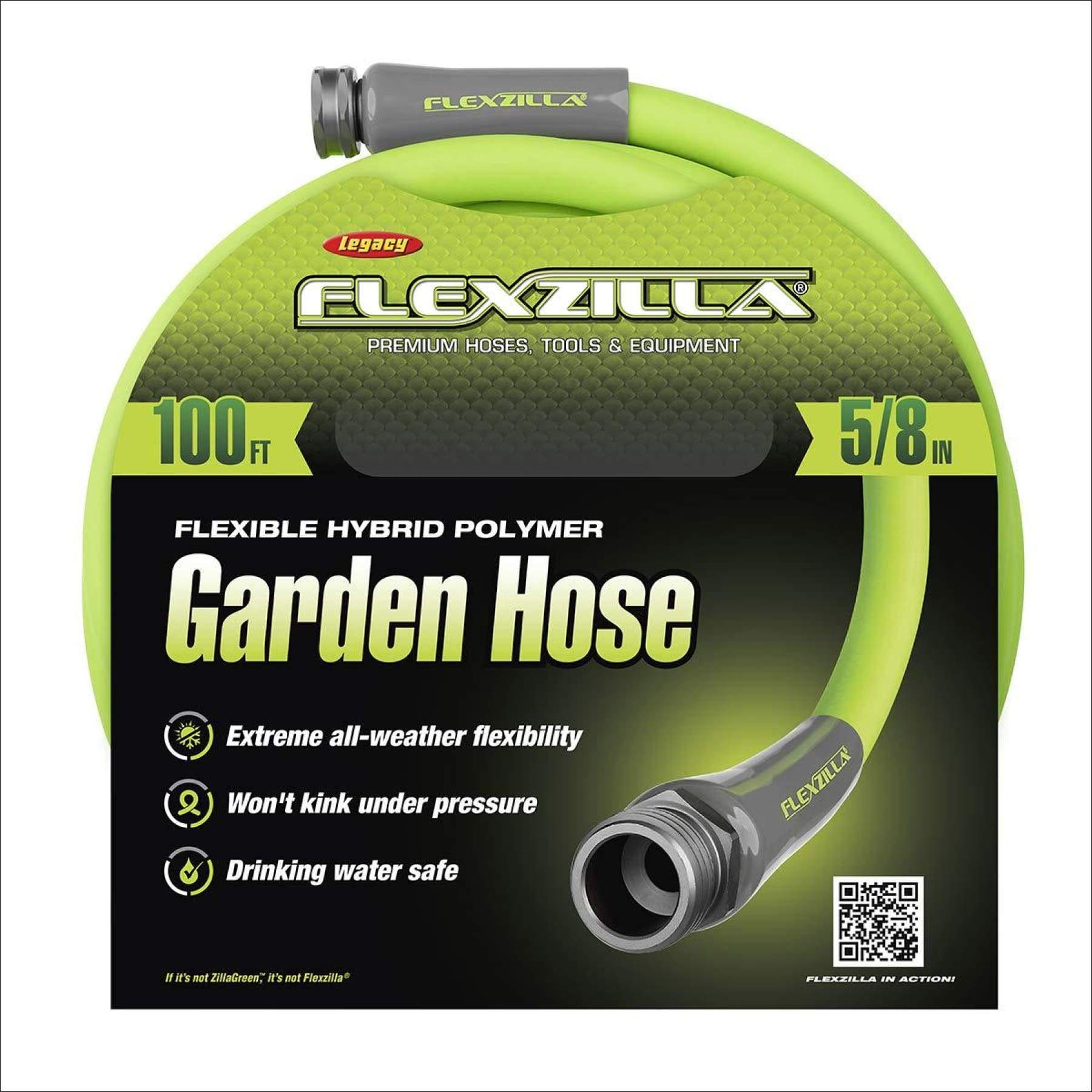 legacy mfg. co. hfzg5100yw 5/8 in. x 100 ft. flexzilla garden hose with 3/4 in. ght fittings