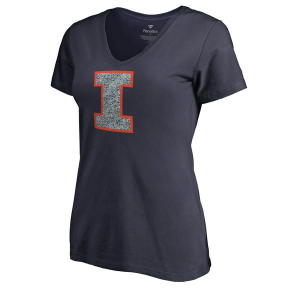 Women's Navy Illinois Fighting Illini Static Logo V-Neck T-Shirt