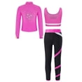 thumbnail image 2 of Runhomal Kids 3 Piece Figure Skating Tracksuit Girls Zipper Jacket Sport Tank and Yoga Pants Set Hot Pink 16, 2 of 5