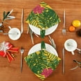 thumbnail image 4 of Dreamtimes Set of 4 Beautiful Tropical Plants Palm Leaves Flowers Satin Napkin Square 20 Inches Table Napkins Soft Smooth Decorative Napkins for Wedding Banquet Party Decoration, 4 of 6