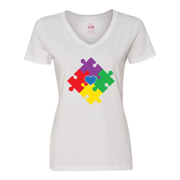 Inktastic Autism Awareness Month Puzzle Women's V-Neck T-Shirt