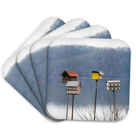 3drose, Usa, Tennessee. Whimsical Martin Houses Made from Recycled Materials, Set of 4 Coasters - Soft