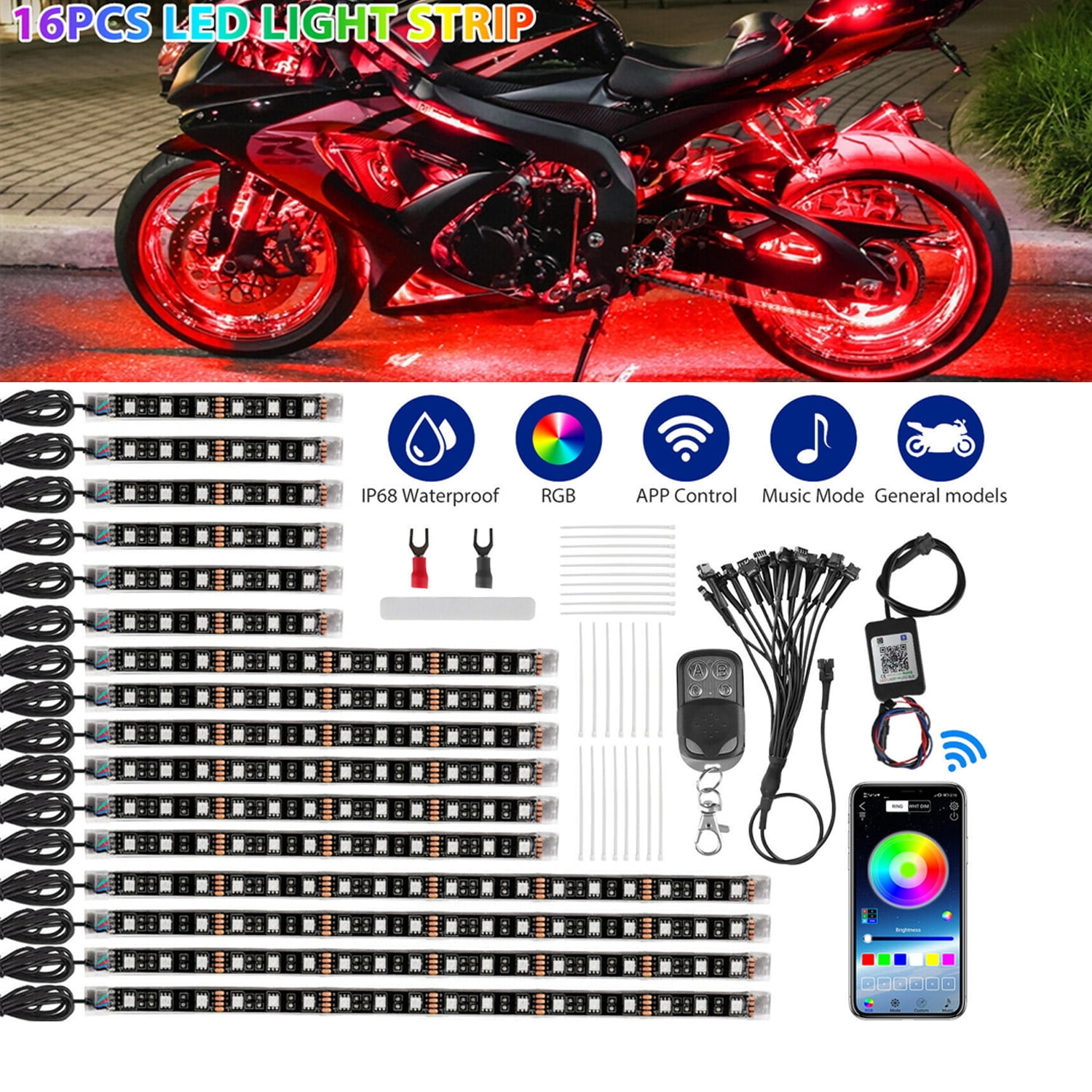 94%OFF!】 Race Sport ColorSMART RGB Smartphone Controlled LED Motorcycle Kit  RSMKCS tronadores.com