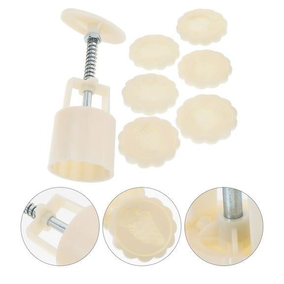 OATIPHO 1Set Cookie Press Mold for Moon Cakes and Biscuit Baking White Food Safe ABS Material