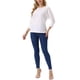 thumbnail image 2 of INSPIRE CHIC Blusas de manga batwing 3/4 para mujer, blusa de verano casual, camiseta de cuello redondo, T-Shirts S Blanca, 2 of 6