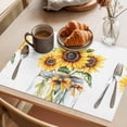 thumbnail image 3 of Summer Sunflower Placemats Set of 8, Retro Watercolor Yellow Flowers Non-Slip Place Mats Washable Table Mats for Kitchen Dining Table Decorations Indoor/Outdoor, 3 of 9