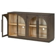 thumbnail image 3 of 4-Door Large Storage Sideboard Buffet Cabinet with Glass Doors, Arched Cabinet with Adjustable Shelves for Kitchen, Dining Room and Living Room (Espresso), 3 of 10