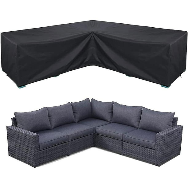 Funda Para Sofá De Jardín Curva - Impermeable, Anti-UV, Gris, Tamaño 483x99x92 Cm, Con Bolsa De Almacenamiento