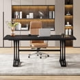 thumbnail image 3 of Tribesigns 63'' Executive Desk, Rustic Computer Desk with Gray Tabletop and Stylish Metal Legs, 3 of 5