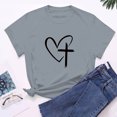 thumbnail image 2 of Camisetas de Manga Corta para las Mujeres Casual Día de Pascua Impresión Cuello de Tripulación Suelta Camiseta, Poliéster Spandex, 2 of 7